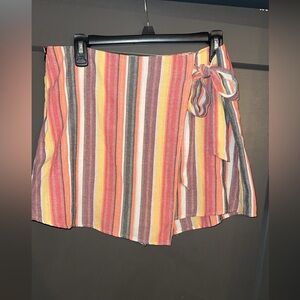 NWOT Striped Wrap Tie Skort size Large